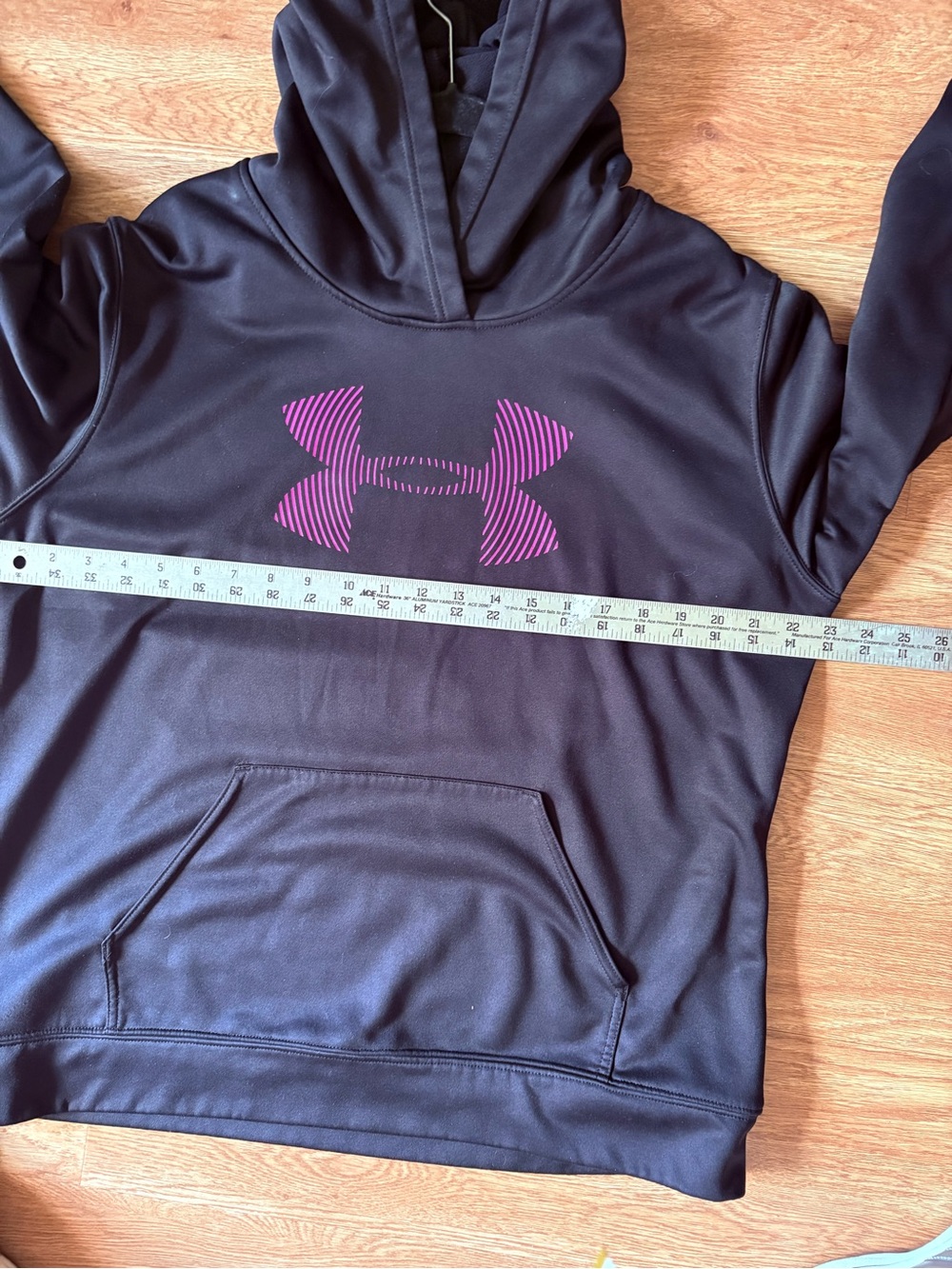 Under Armour Women's Hooded Pullover in Dark Brown with Pink Logo - Picture 3 of 6